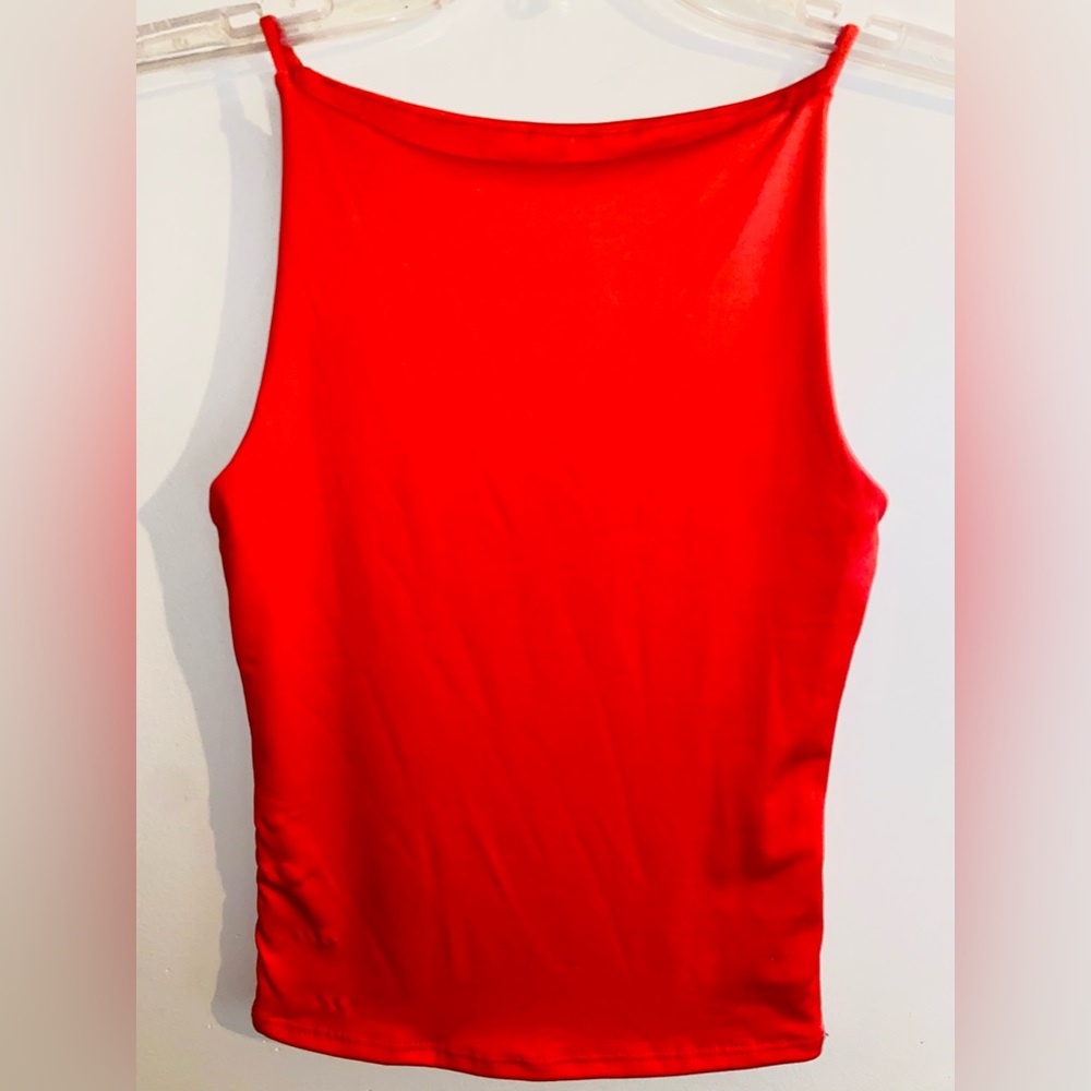 Live In The Moment Bright Coral Silky Tank Top Size XS (NWOT)